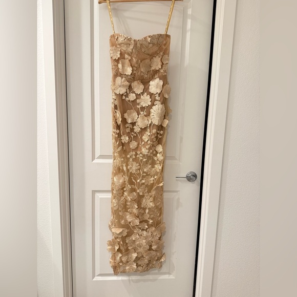 NWOT authentic Bronx and Banco JASMINE MAXI DRESS Floral Gold Strapless Dress‎ - Picture 5 of 16
